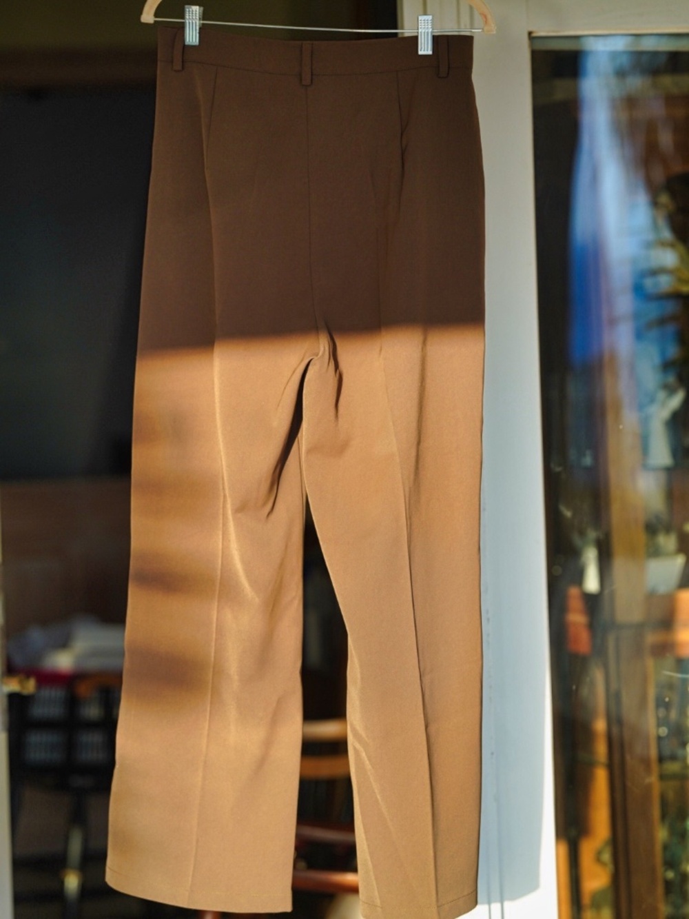 Xisoxu Brown Wide Leg Trousers - High-Waist Tailored Dress Pants - Size Medium